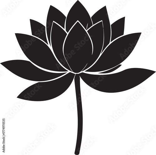  Sacred Lotus Flower Silhouette Vector Illustration