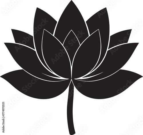  Sacred Lotus Flower Silhouette Vector Illustration
