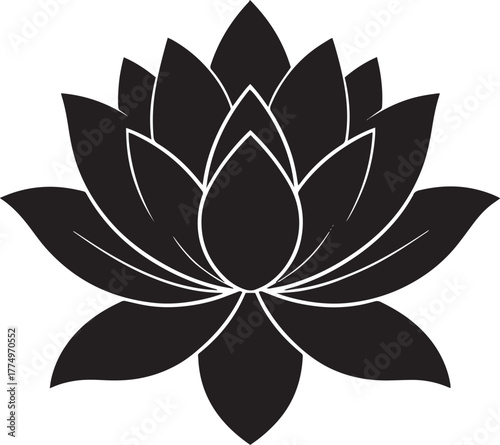  Sacred Lotus Flower Silhouette Vector Illustration