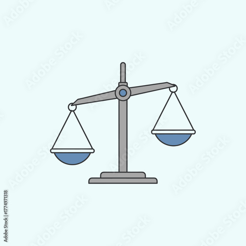A simple illustration of a balance scale with one side lower than the other.