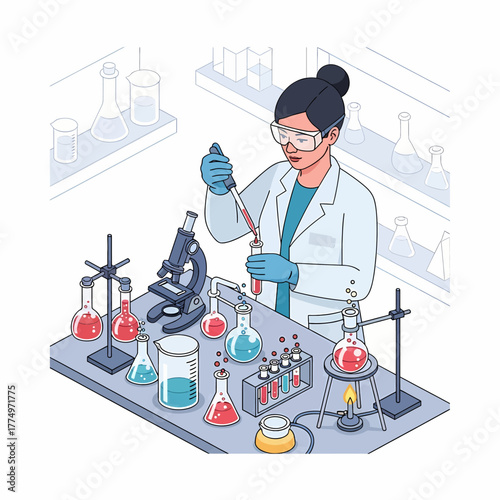 Scientist working in a laboratory with equipment.