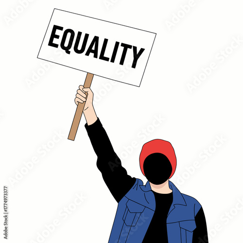 Person holding a sign with the word equality written on it.