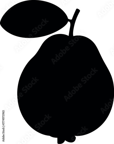 Black guava fruit with leaf silhouette