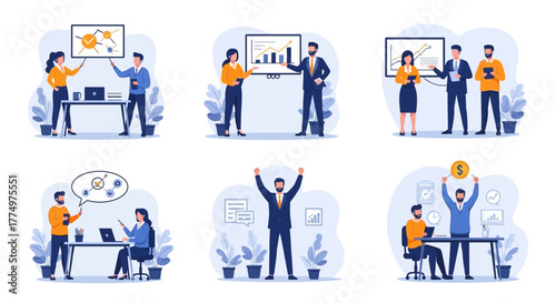 set of business people