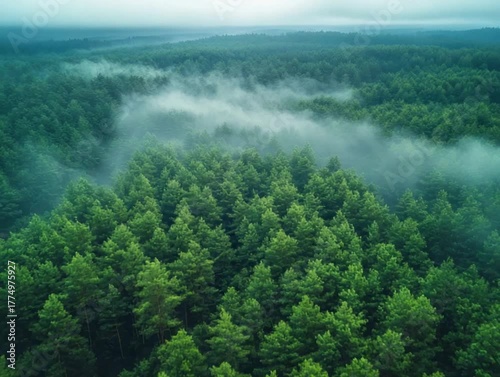 Misty Forest Aerial View. (1)