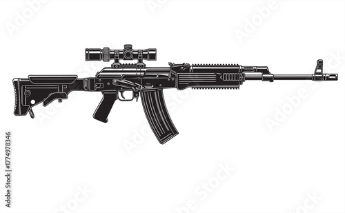 silhouette-themed automatic weapon image