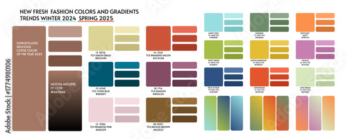 ACTUAL FRESH New fashion color trend winter spring season 2025 2026. Color palette forecast of the future color trend