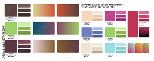 ACTUAL FRESH New fashion color trend winter spring season 2025 2026. Color palette forecast of the future color trend