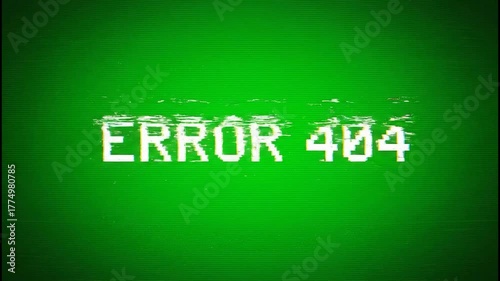 Error 404 Glitch Effect on Green Screen Background