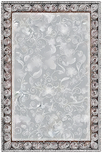 playing card / tarot card reverse side art, card back pattern or wedding stationery / card design - elegant lace doily frame on floral gray background
