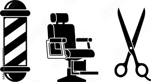 barber shop icon set