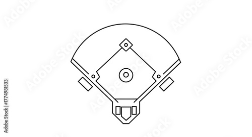 Sleek baseball diamond outline, perfect for coaching aids or sports graphics, evokes summer fun and teamwork, a simple design for any project