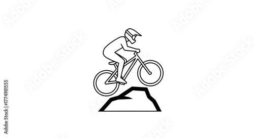 Mountain biker soaring over a rock obstacle, adventure and freedom, extreme sports lifestyle, perfect for adrenaline seekers and outdoor enthusiasts, vector art