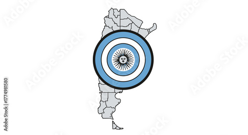 Argentina Map with Flag Emblem