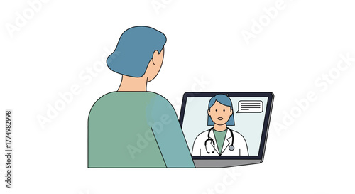 Virtual doctor visit on laptop offers convenient telemedicine consultation, connecting patients and physicians remotely with easy access to healthcare solutions