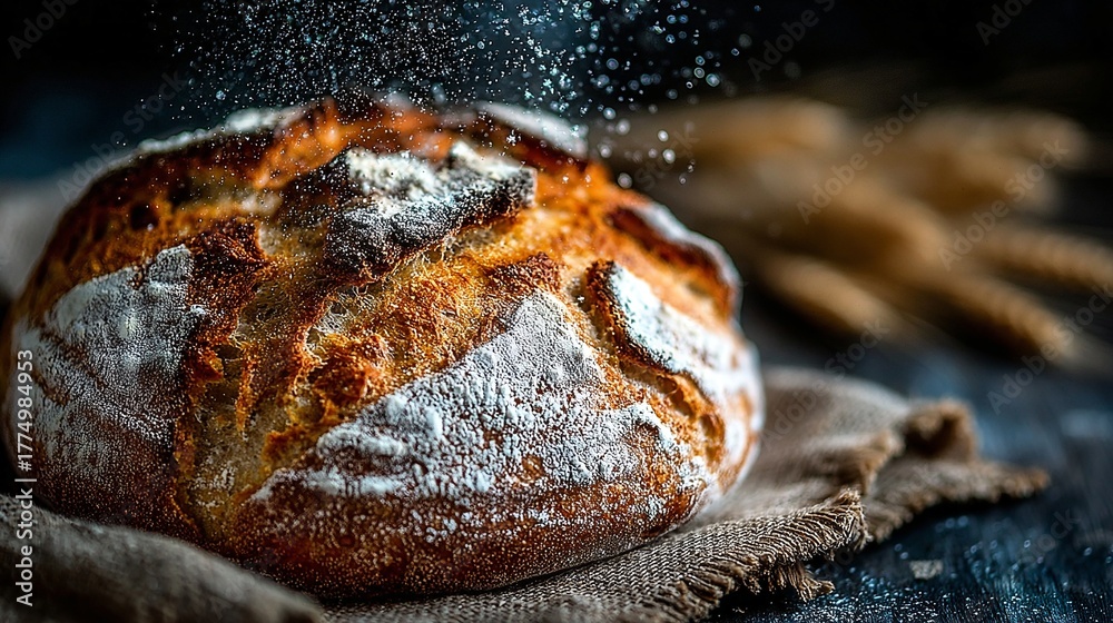Obraz premium a close-up view of a loaf of bread covered in powdered sugar