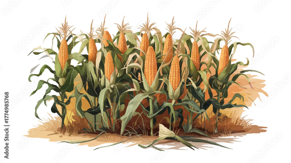 Obraz premium Corn field farm crop harvest agriculture plant food rural growth vector