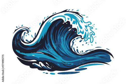 Wave ocean sea water blue nature surf seascape marine graphic vector