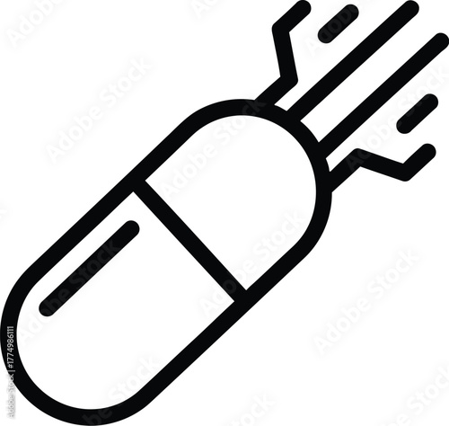 Line Art of a Supplement Capsule in Motion Symbolizing Energy