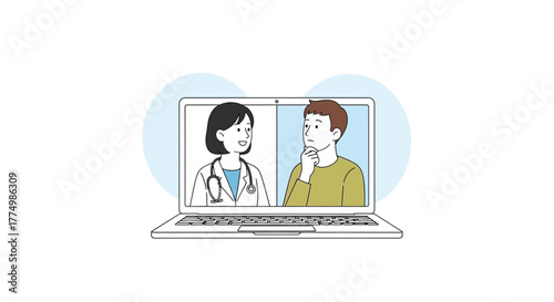 Connect with a Doctor Online: Convenient Telehealth Consultation for Modern Healthcare, Professional Medical Advice and Virtual Doctor Appointment on Laptop