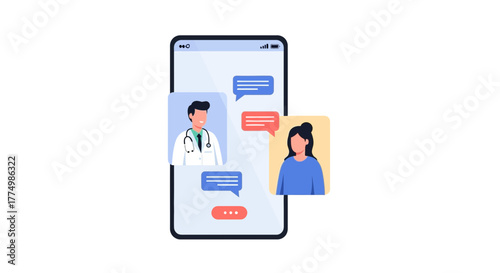 Virtual Doctor Consultation: Patient Connects with Physician via Telemedicine App for Convenient Healthcare Advice and Support on Mobile Device
