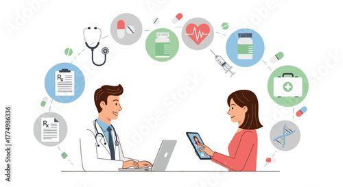 Doctor Consults with Patient via Telemedicine, Offering Modern Healthcare Solutions and Medical Advice, Enhancing Patient Care and Promoting Wellness