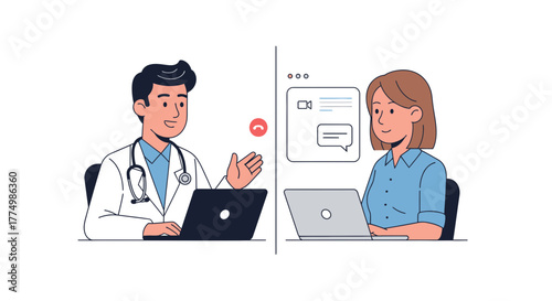 Doctor Consults Patient Online via Telemedicine for a Modern Healthcare Solution, Offering Convenient Medical Advice and Virtual Support Through Digital Communication