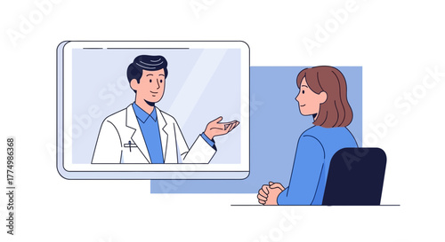 Professional doctor offering virtual consultation to patient, fostering convenient telehealth and online medical care, promoting accessibility and well-being
