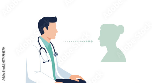 Caring doctor consults with patient, offering expert medical advice and guidance for wellness, promoting health and healing in a modern setting