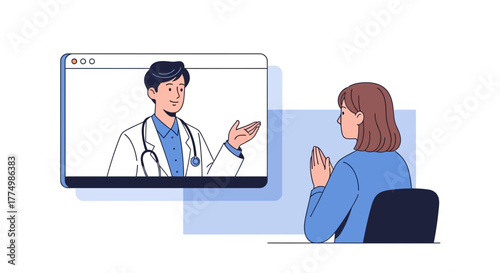 Virtual doctor visit for health advice and online medical consultation, connecting patients with telehealth services for remote care and digital healthcare access