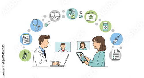 Connecting with doctors online for healthcare solutions, modern telemedicine bringing medical expertise to your fingertips, virtual health and wellness options