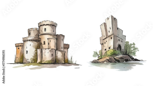 Medieval Castles Vector Fantasy Architecture Fortress Palaces Historical