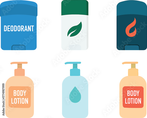 Collection of Personal Care Products Including Deodorant and Body Lotion for Hygiene and Skincare