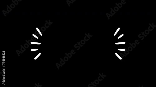 Handdrawn displays white cartoonish symbols of emphasis and emotion in simple charming style animation