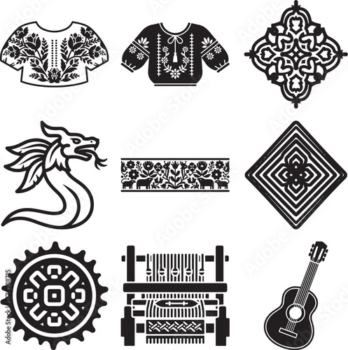 traditional mexican folk art inspired vector icon