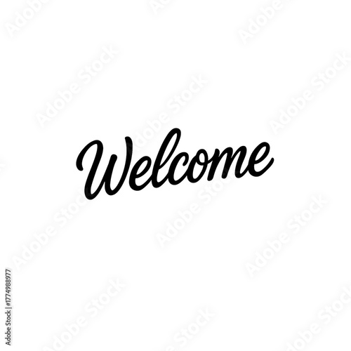 テキストの線画アイコン、ウェルカム、Welcome、素材、背景なし、資料作り、白黒、グラフィック