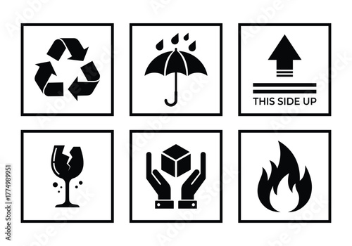 Set of six shipping and handling symbols