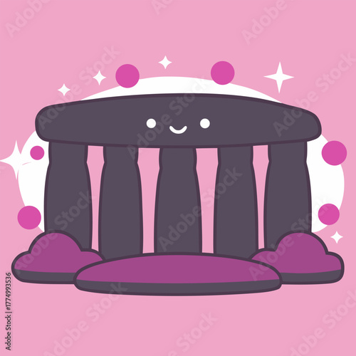 Vector illustration of stonehenge monument with large vertical stones and horizontal capstone silhouette