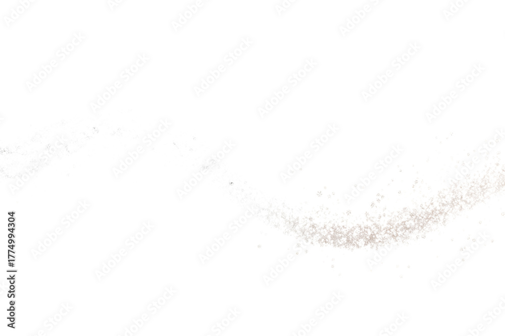 Obraz premium Abstract swirling wave of small gray and white particles with a hint of orange isolated on transparent background