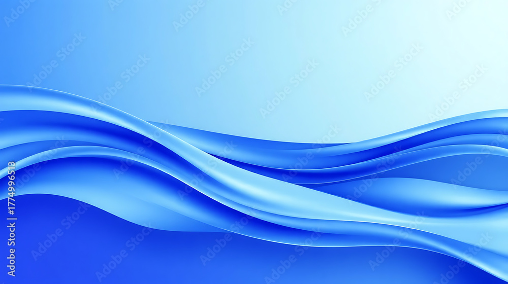 Obraz premium The image displays a set of smooth blue wave lines, which exhibit soft, curving shapes