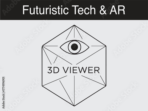 Futuristic 3D viewer augmented reality technology concept Vector illustration