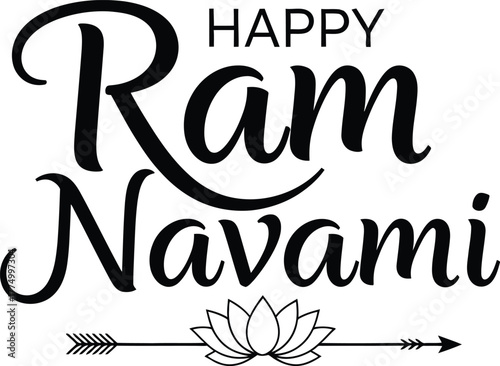 Happy Ram Navami Festival Greeting with Elegant Calligraphy .