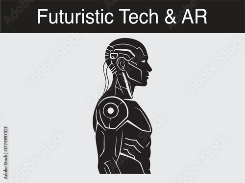 Futuristic humanoid robot artificial intelligence technology concept Vector illustration
