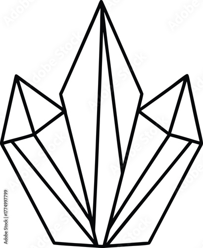 Crystalline Geometric Clusters Line Art Transparent Background