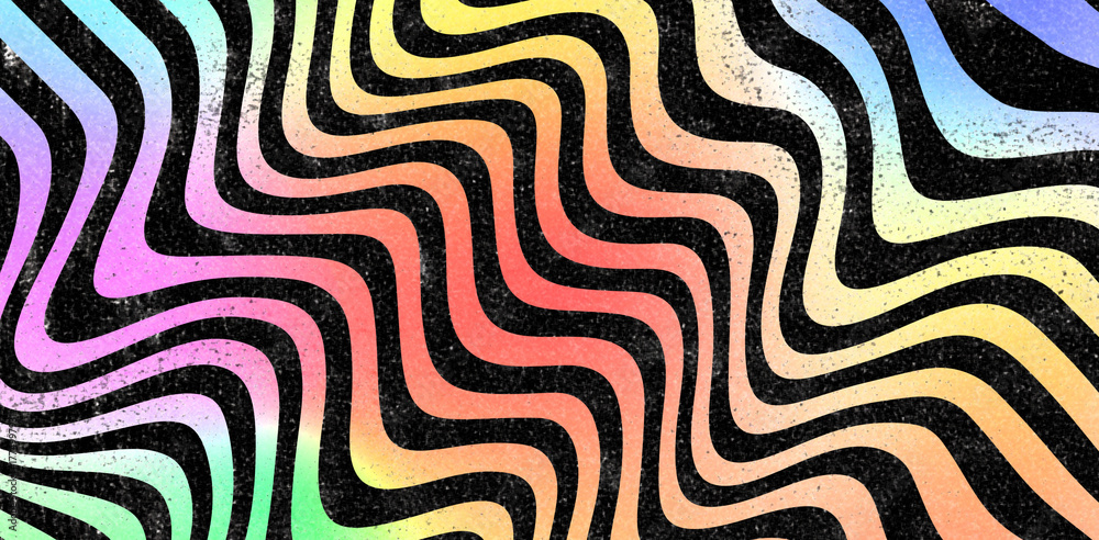 Obraz premium Groovy Psychedelic Rainbow Wavy Lines Background