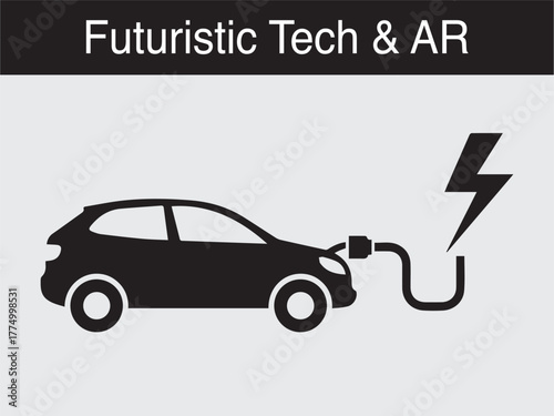 futuristic AR electric car charging Vector illustration