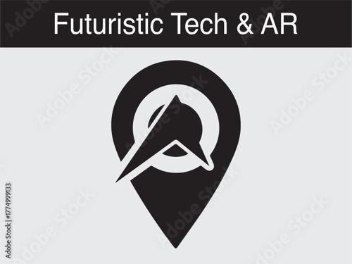 futuristic AR location pin navigation Vector illustration