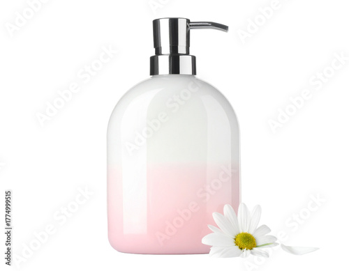 Pink Pump Soap Bottle Isolated on White Background