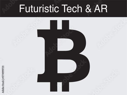 futuristic AR bitcoin cryptocurrency tech Vector illustration