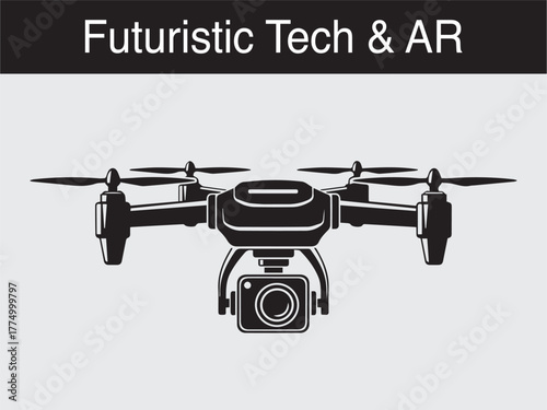 futuristic AR camera drone surveillance Vector illustration